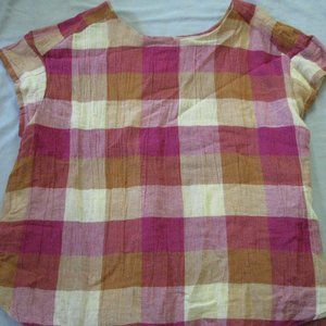 Isabella Sinclair Pink Posy Plaid Popover Top